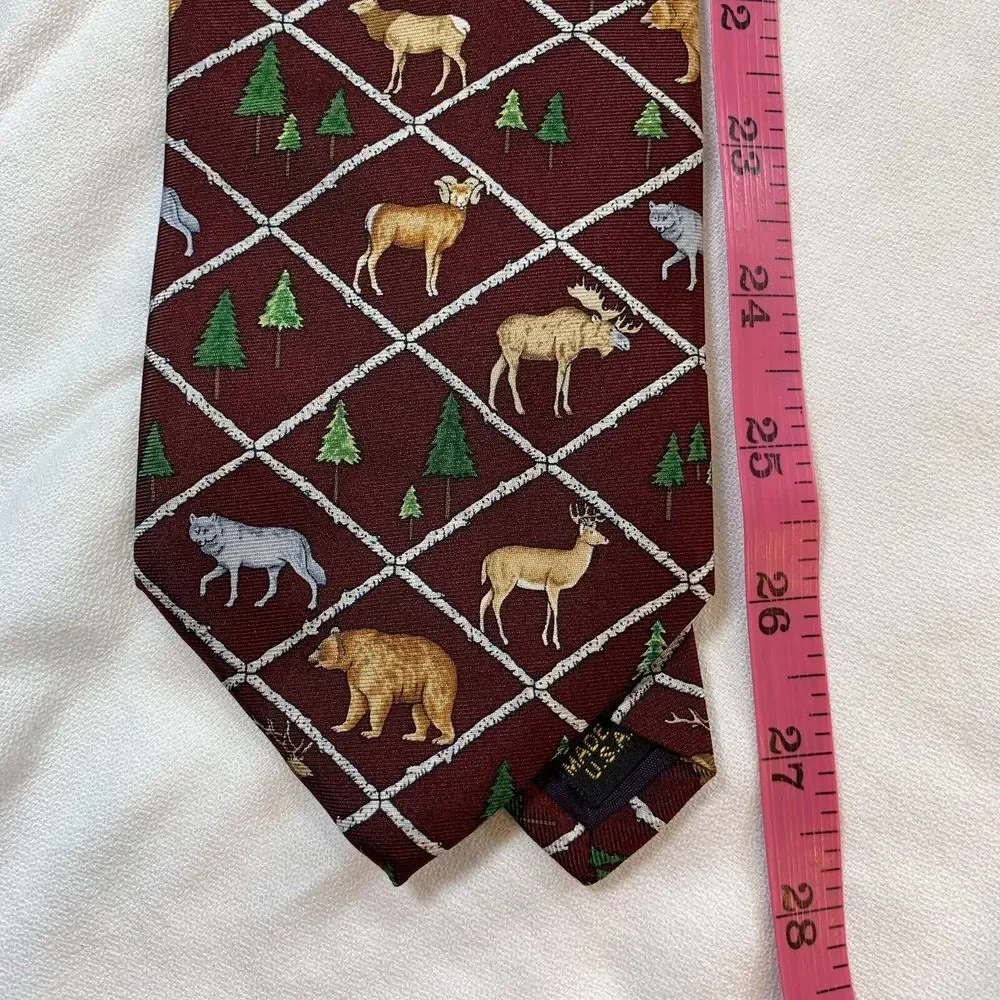 Alynn Neckwear North American Wildlife Necktie Tie Silk USA Bear Wolf Moose Deer